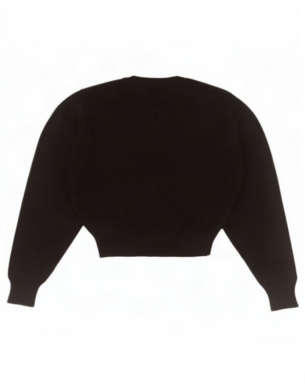 Zara Mujer Crop Crew Neck Jumper Sweater UK 10 Small Viscosa Negra
