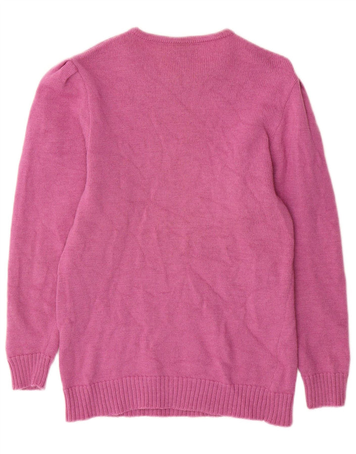 VINTAGE Womens Crew Neck Jumper Sweater UK 12 Medium Pink