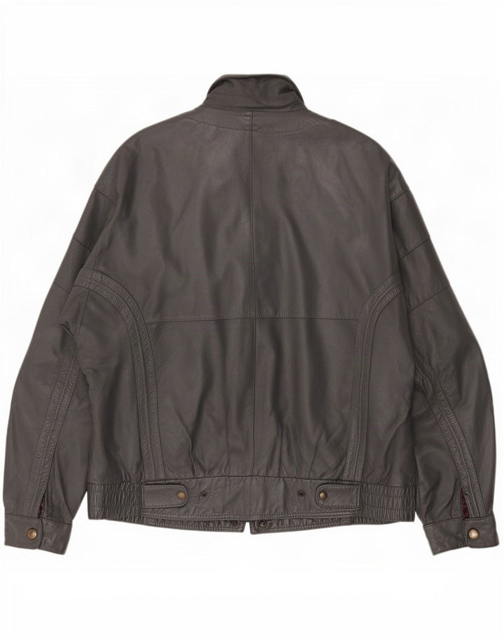 Chaqueta de cuero vintage para hombre IT 50 grande negro