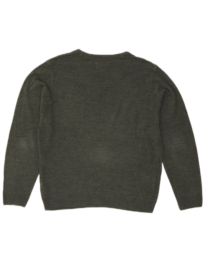 Marks & Spencer Jersey con cuello en V para hombre, talla grande, verde