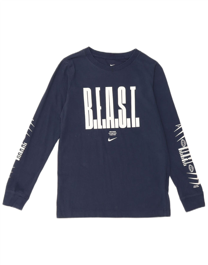 Nike Boys Graphic Top manga larga 10-11 años mediano azul marino algodón