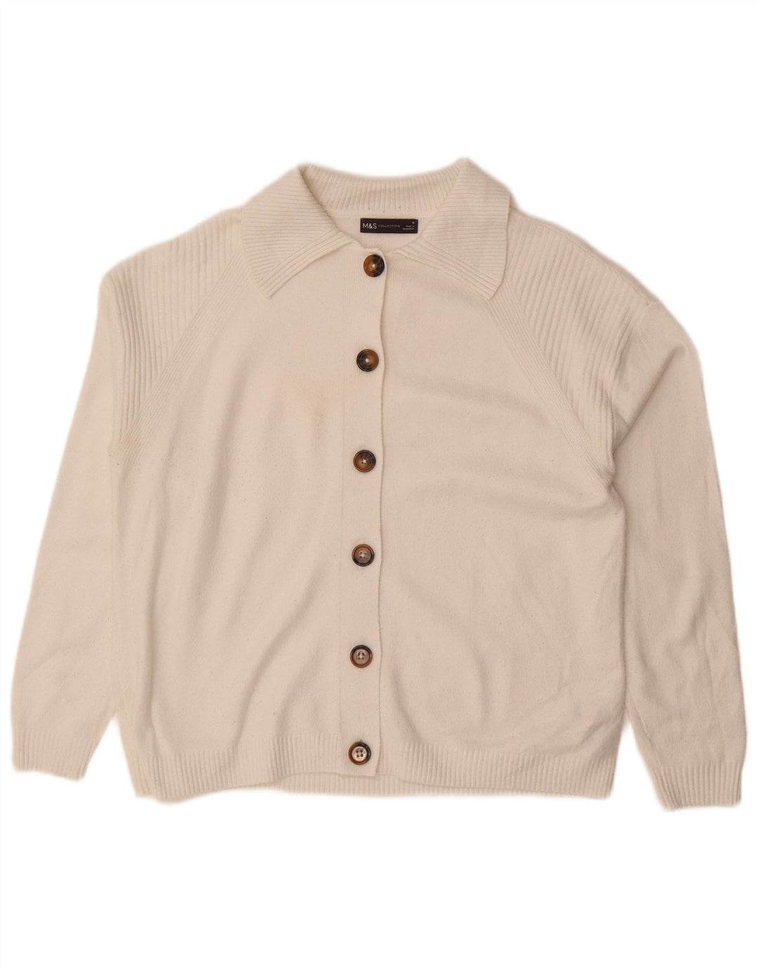 Marks & Spencer - Cárdigan holgado para mujer, talla 40, talla mediana, color blanco
