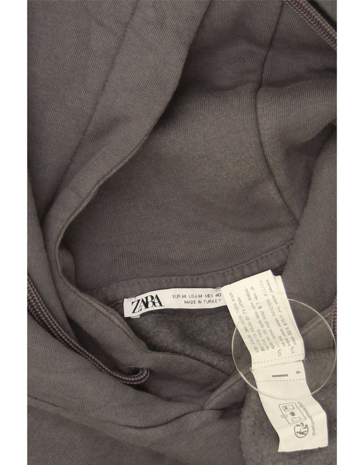 Zara Hombre Sudadera Con Capucha Jersey Gris Medio Algodón
