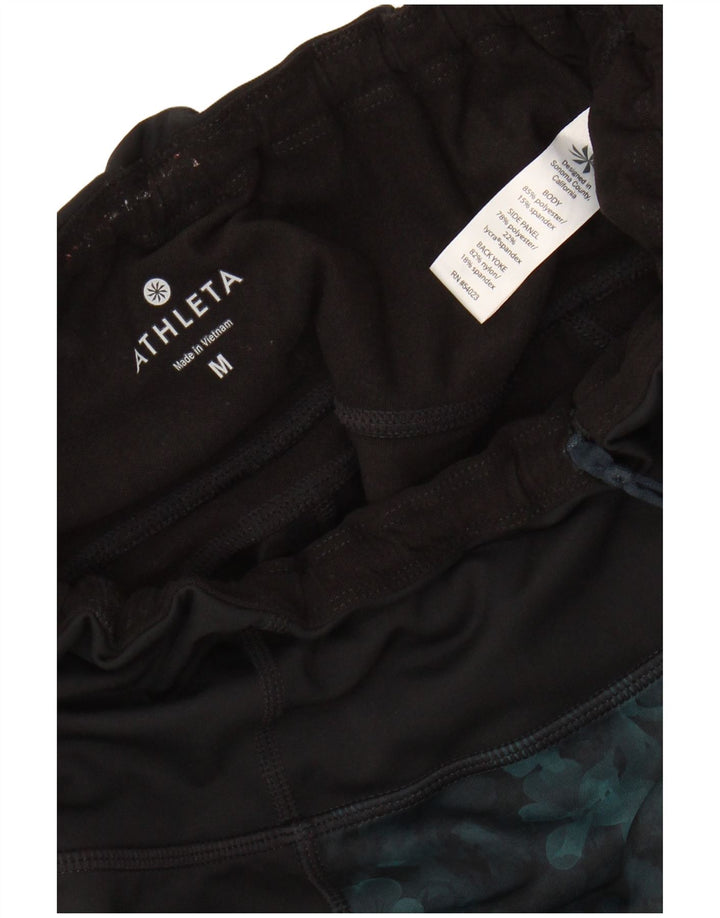ATHLETA Leggings para mujer UK 40 Mediano Negro Floral Poliéster