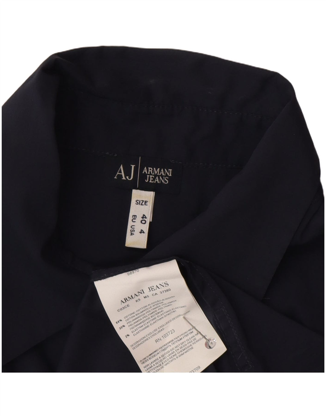 Armani Blusa camisera para mujer EU 40 Medio Azul marino Algodón
