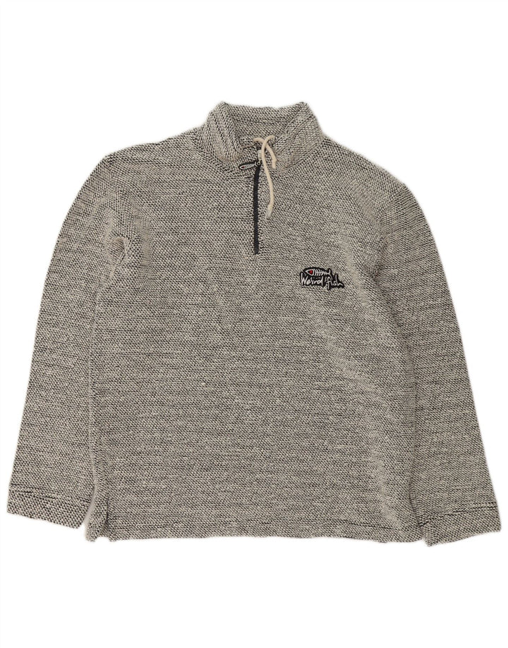Weird Fish - Sudadera con cuello y cremallera para hombre, talla pequeña, algodón gris