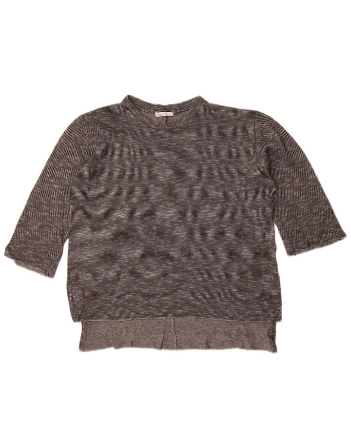 Zara Mujer Top Manga 3/4 UK 44 Gris Medio Moteado