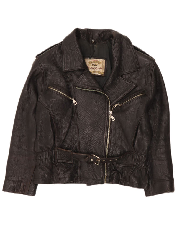 Chevignon Chaqueta motera de cuero para mujer UK 14 Medium Black