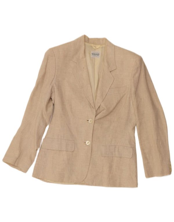Chaqueta Blazer De 2 Botones Benetton IT 40 Small Beige Lino