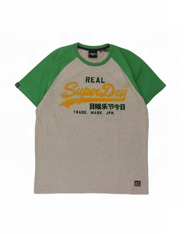 Superdry Camiseta gráfica para hombre Top XL de algodón con bloques de color gris