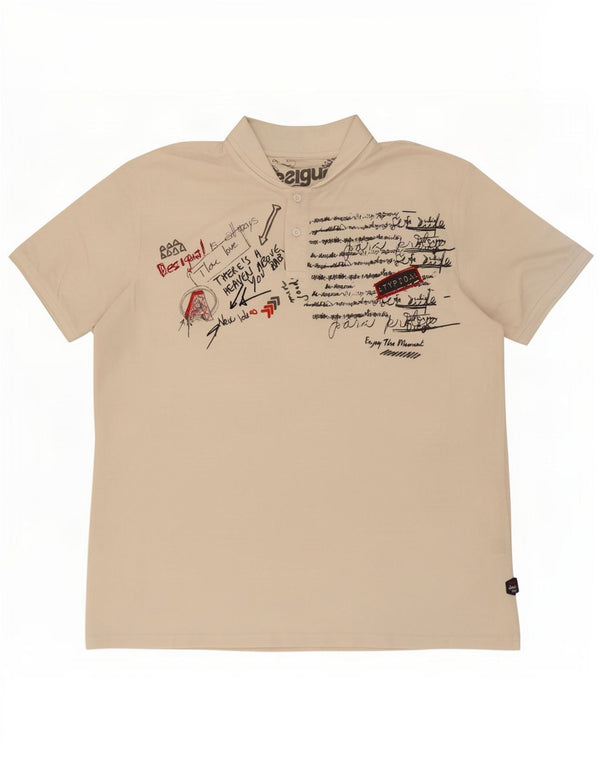 Desigual Polo Gráfico Para Hombre 2XL Algodón Blanco