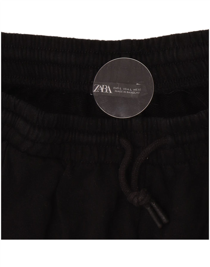 Zara Mujer Pantalones De Chándal UK 44 Large Negro