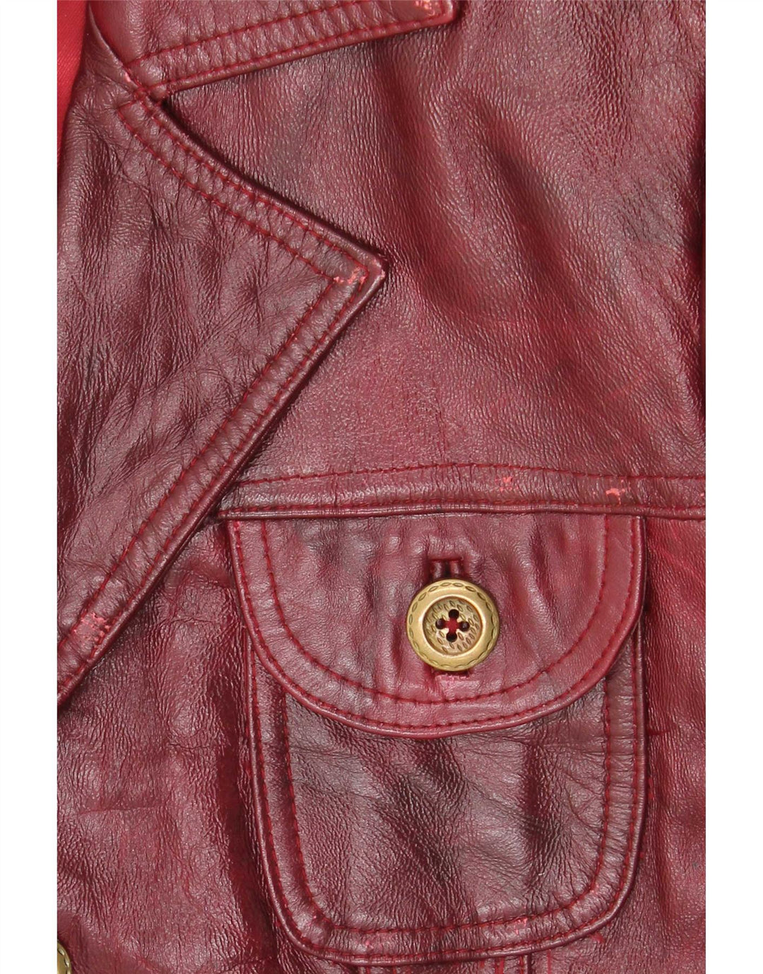 Vintage mujer chaqueta de cuero Reino Unido 26 5XL Borgoña