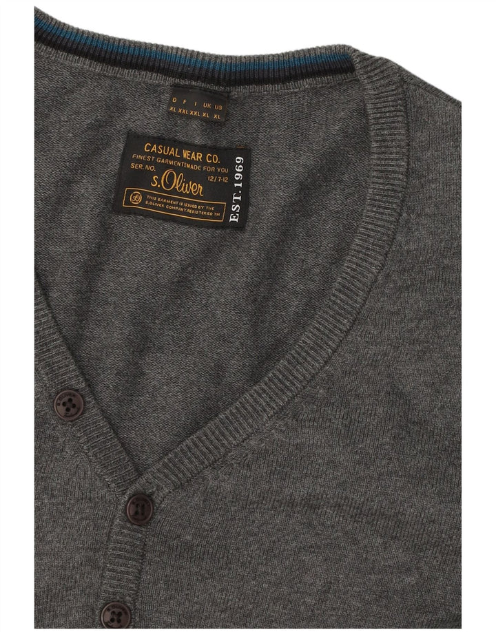 S.OLIVER Mens V-Neck Jumper Sweater XL Grey