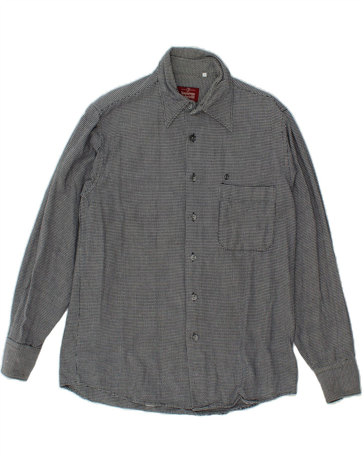 NAZARENO GABRIELLI Mens Abstract Pattern Shirt Medium Navy Blue Cotton Vintage Nazareno Gabrielli and Second-Hand Nazareno Gabrielli from Messina Hembry 