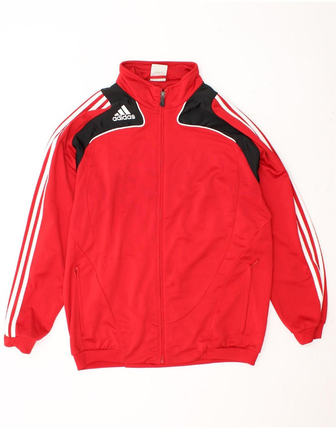 ADIDAS Chaqueta superior de chándal para hombre Reino Unido 42/44 Poliéster con bloques de color rojo grande