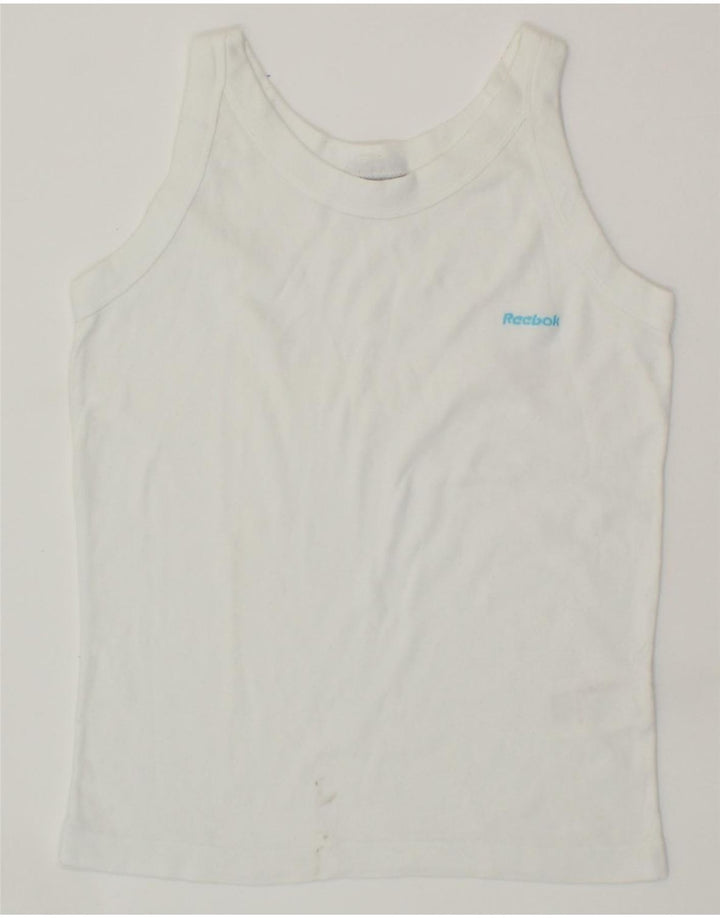REEBOK Womens Vest Top UK 14 Large White Cotton Vintage Reebok and Second-Hand Reebok from Messina Hembry 