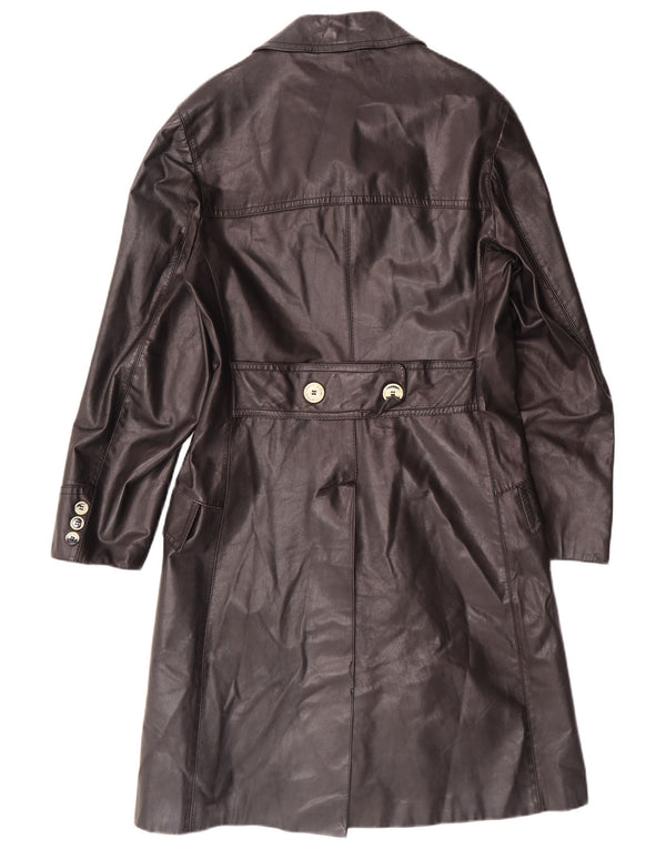 Vintage hombres cuero abrigo IT 46 pequeño cuero negro clásico