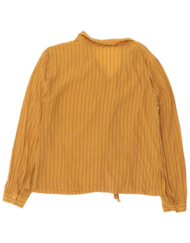 Vintage mujer ver a través de blusa Top Reino Unido 16 rayas amarillas grandes