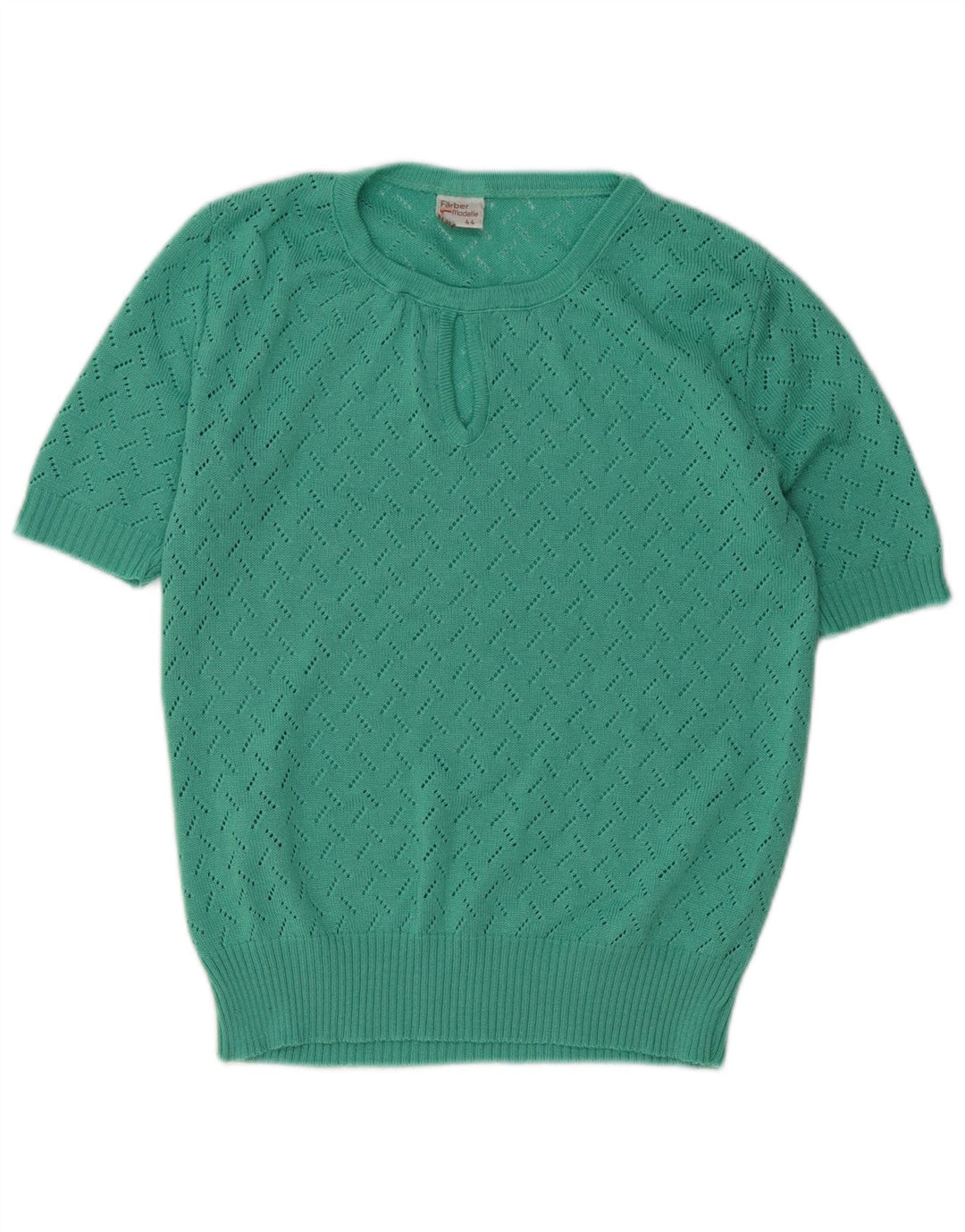 Vintage mujer cuello redondo jersey suéter IT 44 medio verde poliacrílico