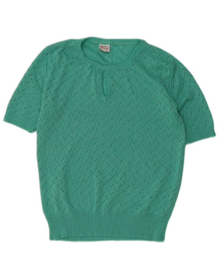 Vintage mujer cuello redondo jersey suéter IT 44 medio verde poliacrílico