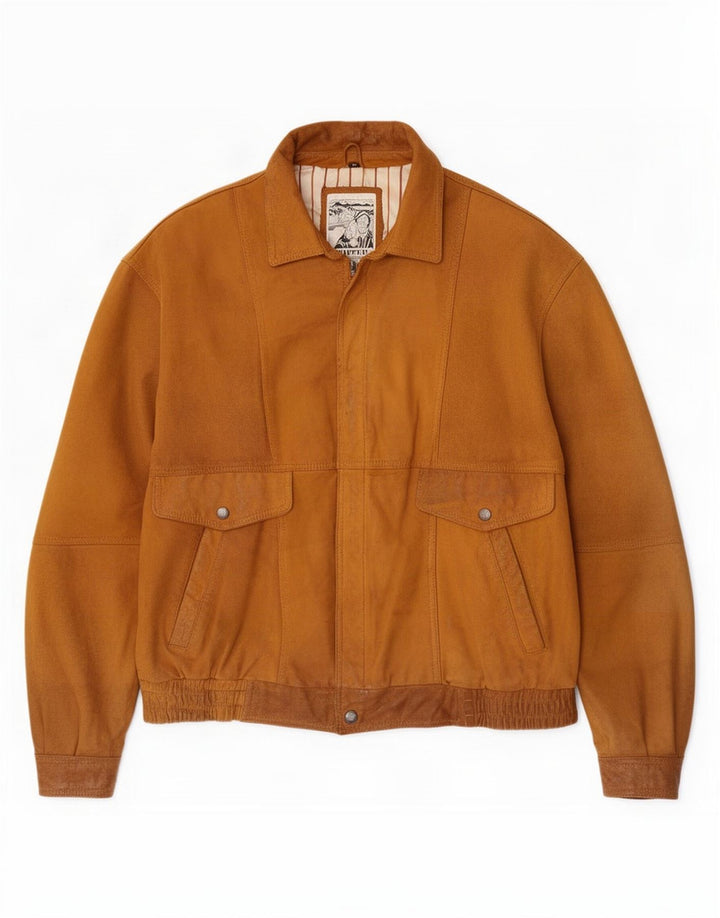 Trapper Chaqueta de gamuza bomber para hombre IT 50 Cuero marrón grande
