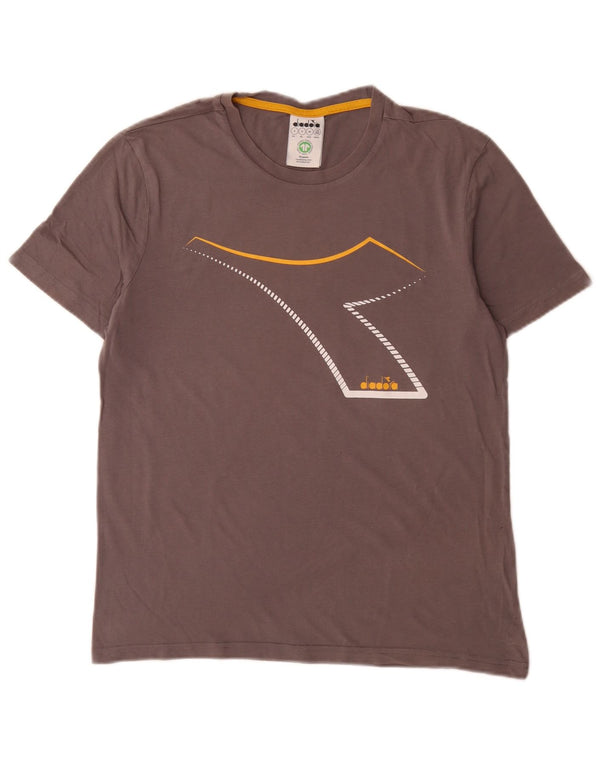 Diadora Hombre Camiseta Gráfica Top Small Gris Algodón
