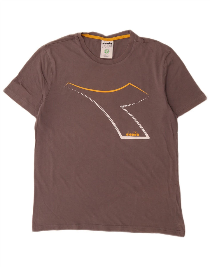 Diadora Hombre Camiseta Gráfica Top Small Gris Algodón