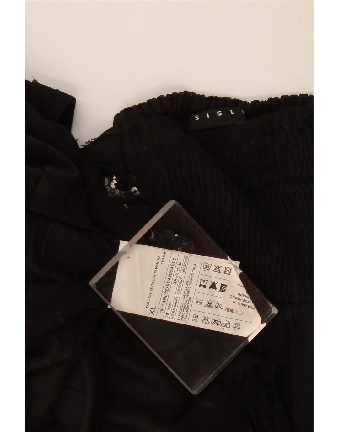 Sisley Falda acampanada para niñas 10-11 años W28 XL Poliéster negro