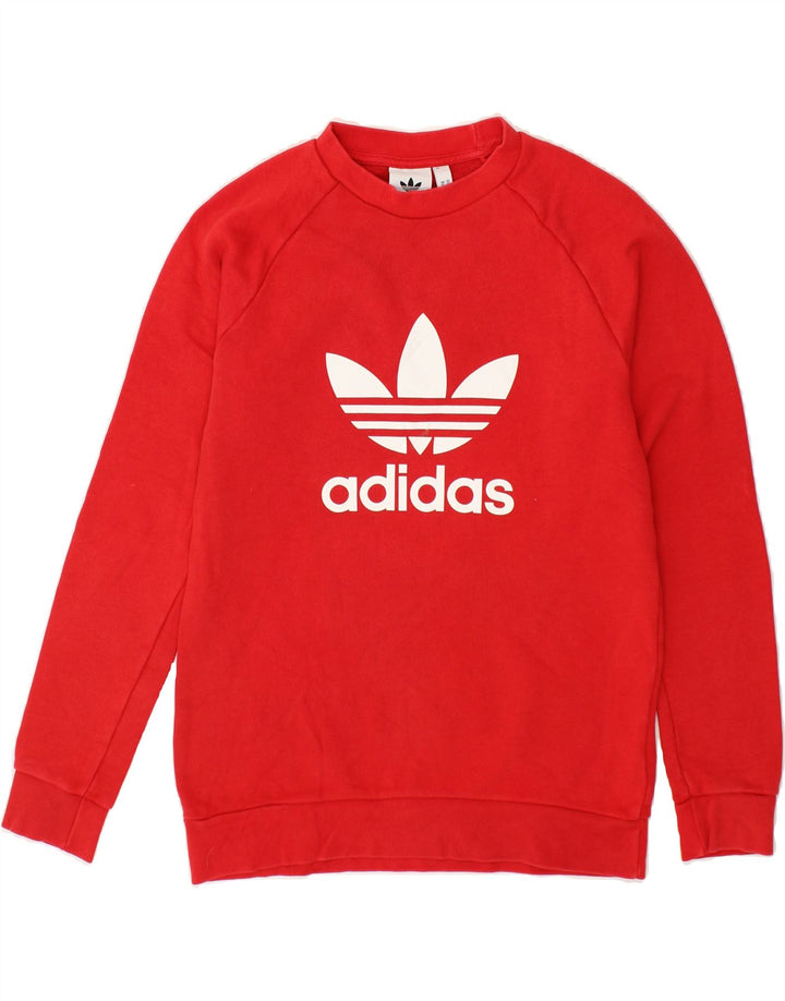 ADIDAS Mens Graphic Sweatshirt Jumper XS Red Cotton Vintage Adidas and Second-Hand Adidas from Messina Hembry 
