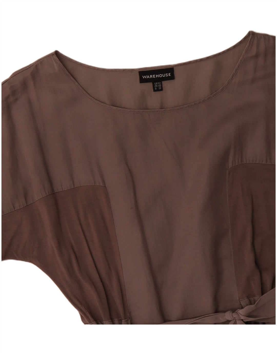 WAREHOUSE Vestido largo con alas de murciélago para mujer Reino Unido 40 Algodón gris medio con bloques de color