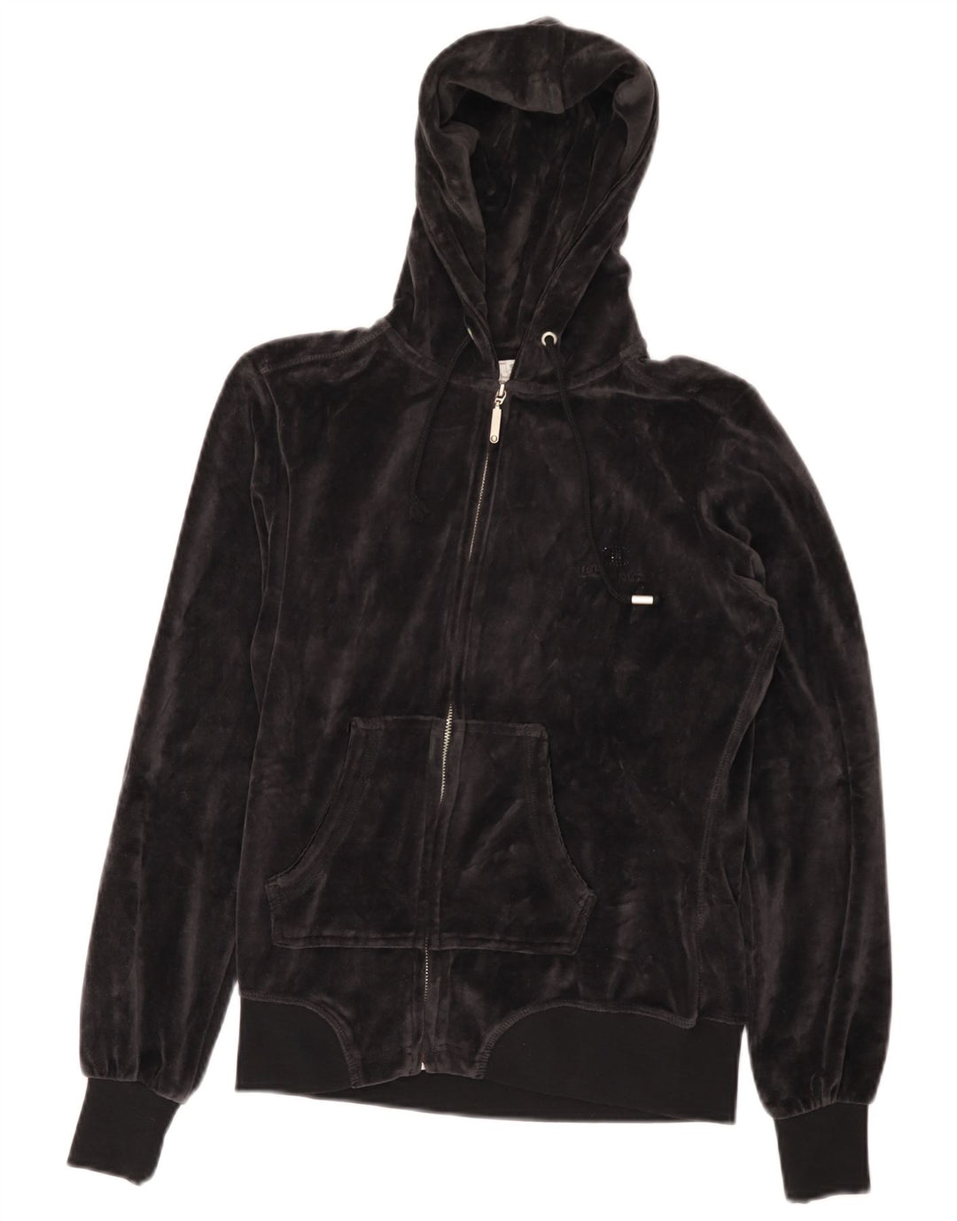 CHAMPION Suéter con capucha y cremallera de terciopelo Heritage Fit para mujer UK 10 Small Black