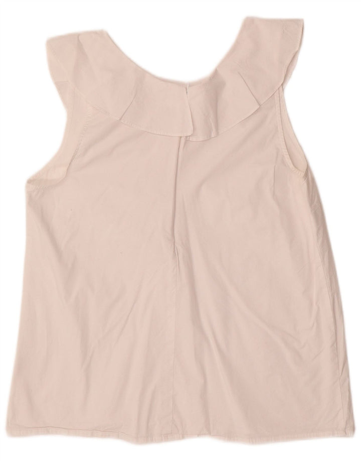 J. Crew Blusa sin mangas para mujer US 10 Grande Algodón blanco