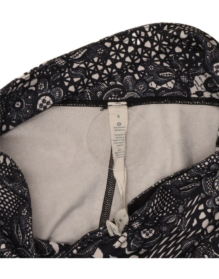 Lululemon Leggings capri para mujer US 4 Pequeño Negro Floral Poliéster