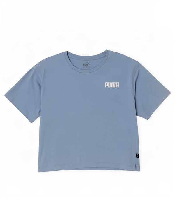 Puma Mujer Crop Oversize Camiseta Top UK 10 Pequeño Algodón Azul
