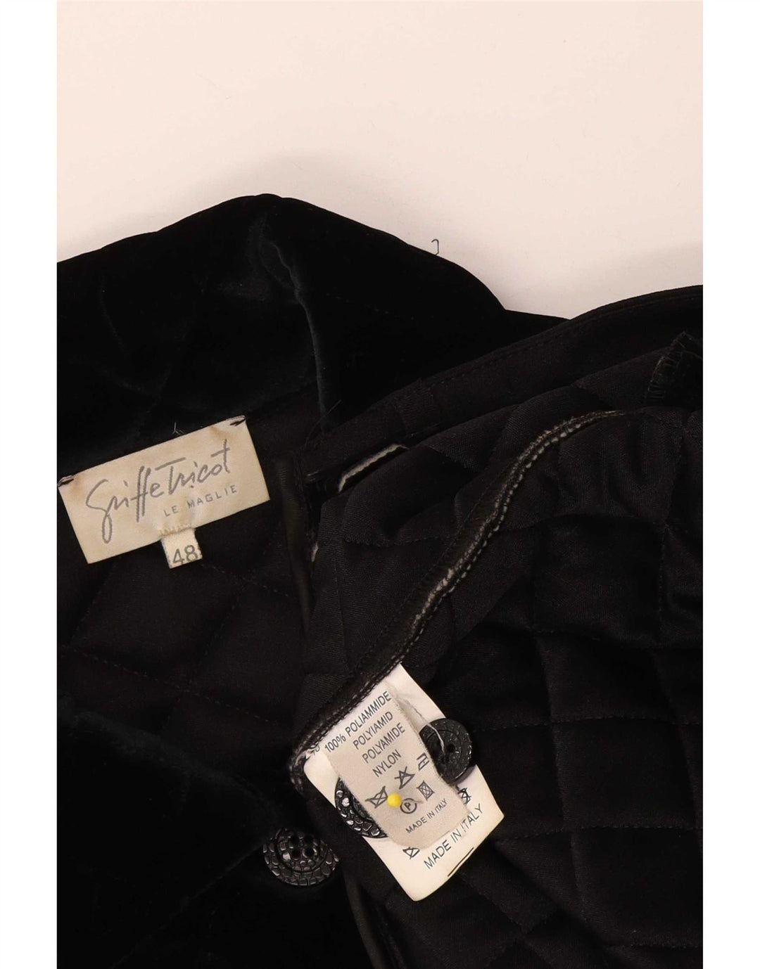 Chaqueta acolchada de terciopelo vintage para mujer IT 48 XL Poliamida negra