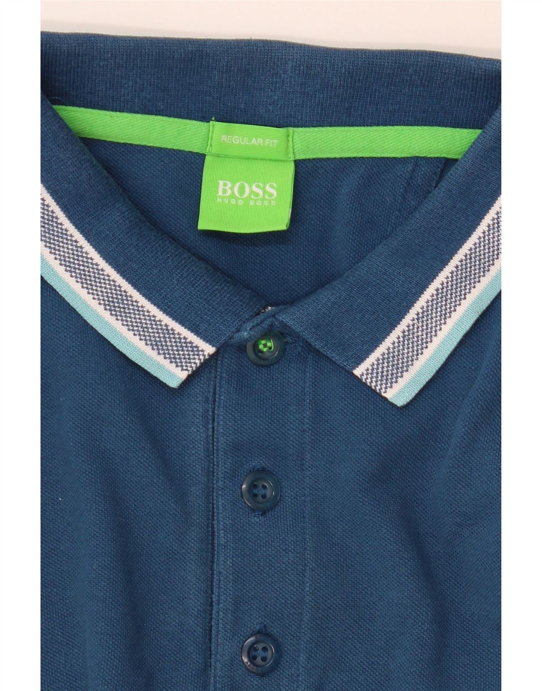 HUGO BOSS Polo de corte regular y manga larga para hombre Azul pequeño