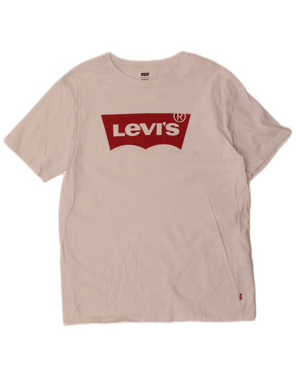Levi's Camiseta con gráfico estándar para hombre Top mediano de algodón blanco