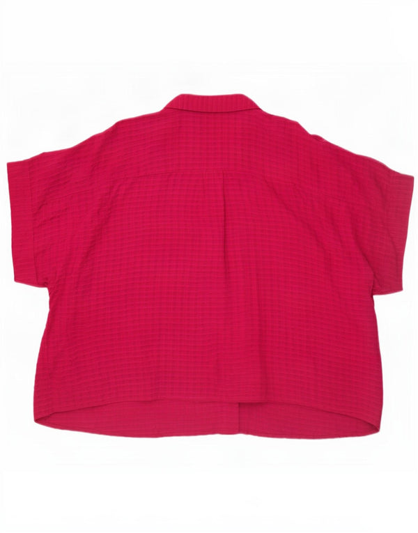 Monsoon Camisa extragrande de manga corta para mujer ES 39 2XL Viscosa a cuadros rosa
