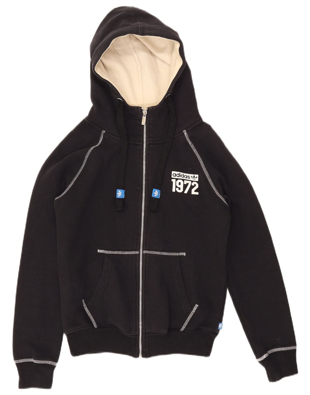 ADIDAS Sudadera con capucha gráfica para mujer Reino Unido 10 Pequeño Algodón negro