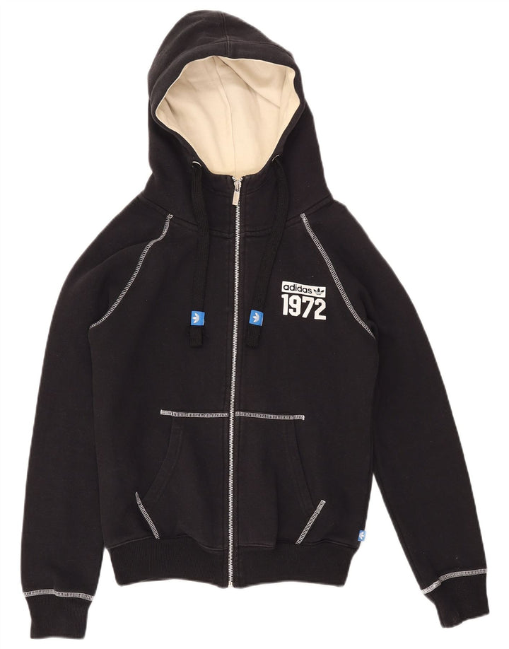 ADIDAS Sudadera con capucha gráfica para mujer Reino Unido 10 Pequeño Algodón negro