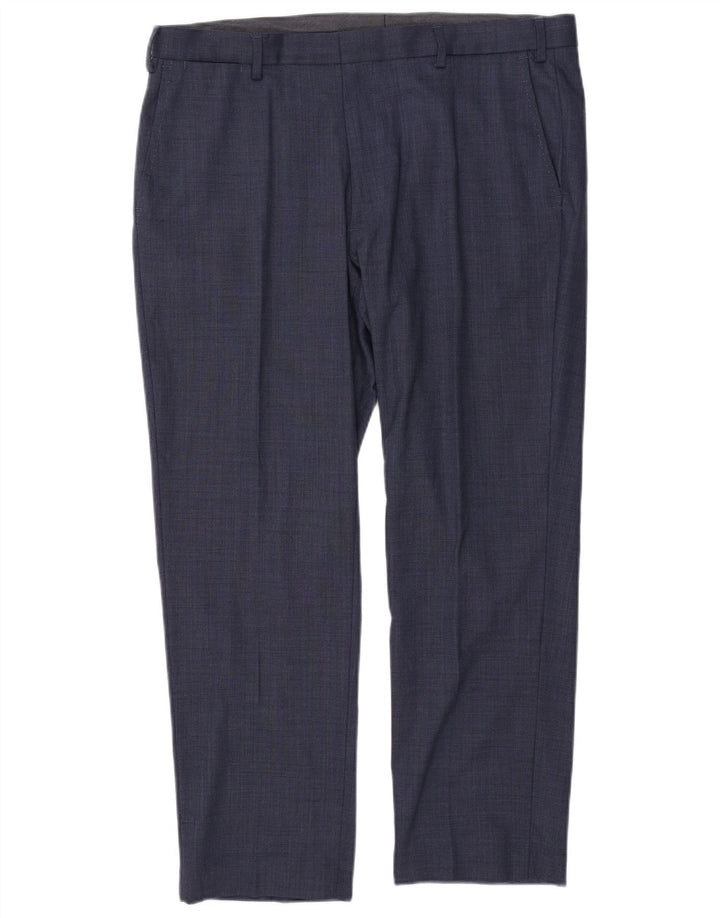 Marks & Spencer Pantalón de traje de corte regular para hombre W38 L29 Lana azul