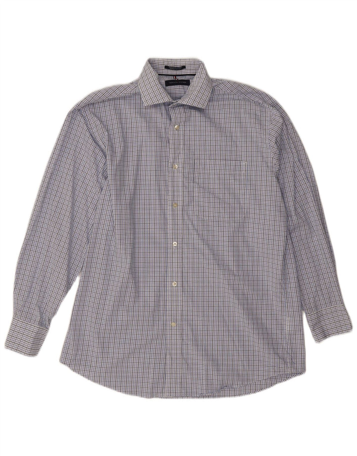 Tommy Hilfiger Camisa de corte regular para hombre Talla 15 1/2 Algodón a cuadros azul mediano