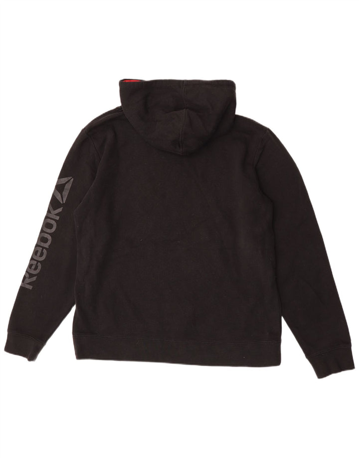 Reebok - Sudadera con capucha gráfica para hombre, talla mediana, algodón negro