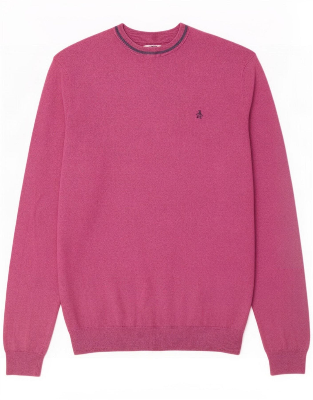 Penguin suéter de cuello redondo para hombre de algodón rosa medio