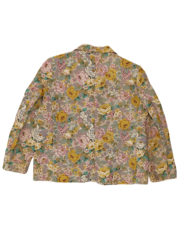 Vintage mujer 3 botones Blazer chaqueta Reino Unido 16 grande multicolor floral