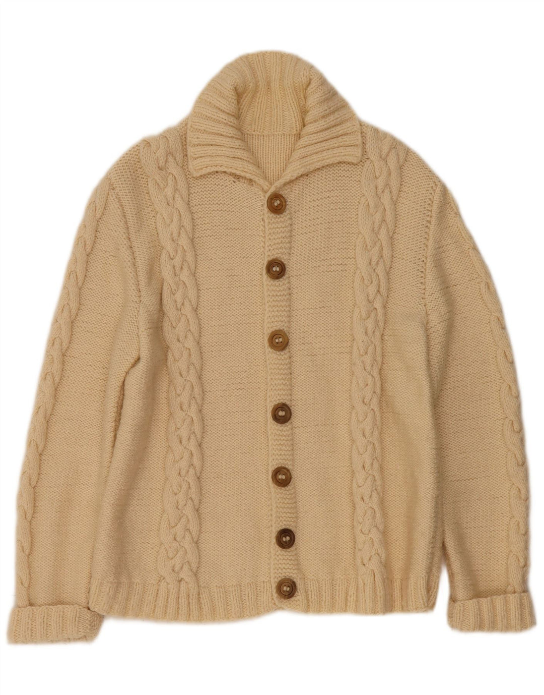 Vintage hombres Cardigan suéter medio beige