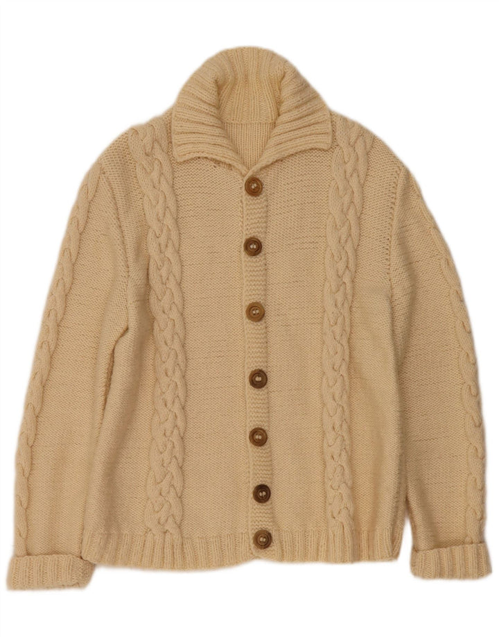 Vintage hombres Cardigan suéter medio beige