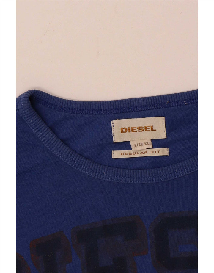 Diesel Hombre Regular Fit Graphic Camiseta Top XL Azul