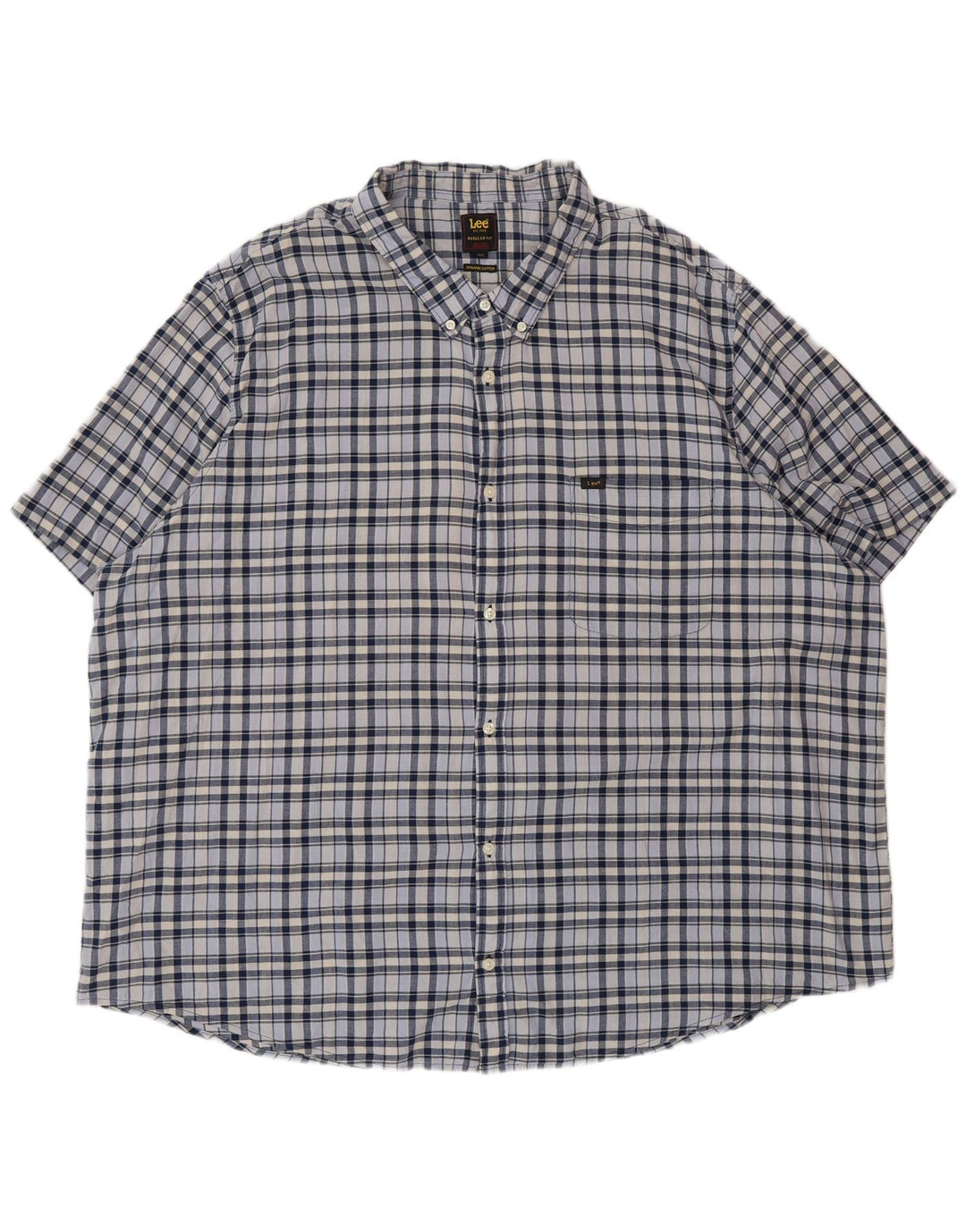 Lee Camisa de Manga Corta Regular Fit para Hombre 5XL Algodón a Cuadros Azul